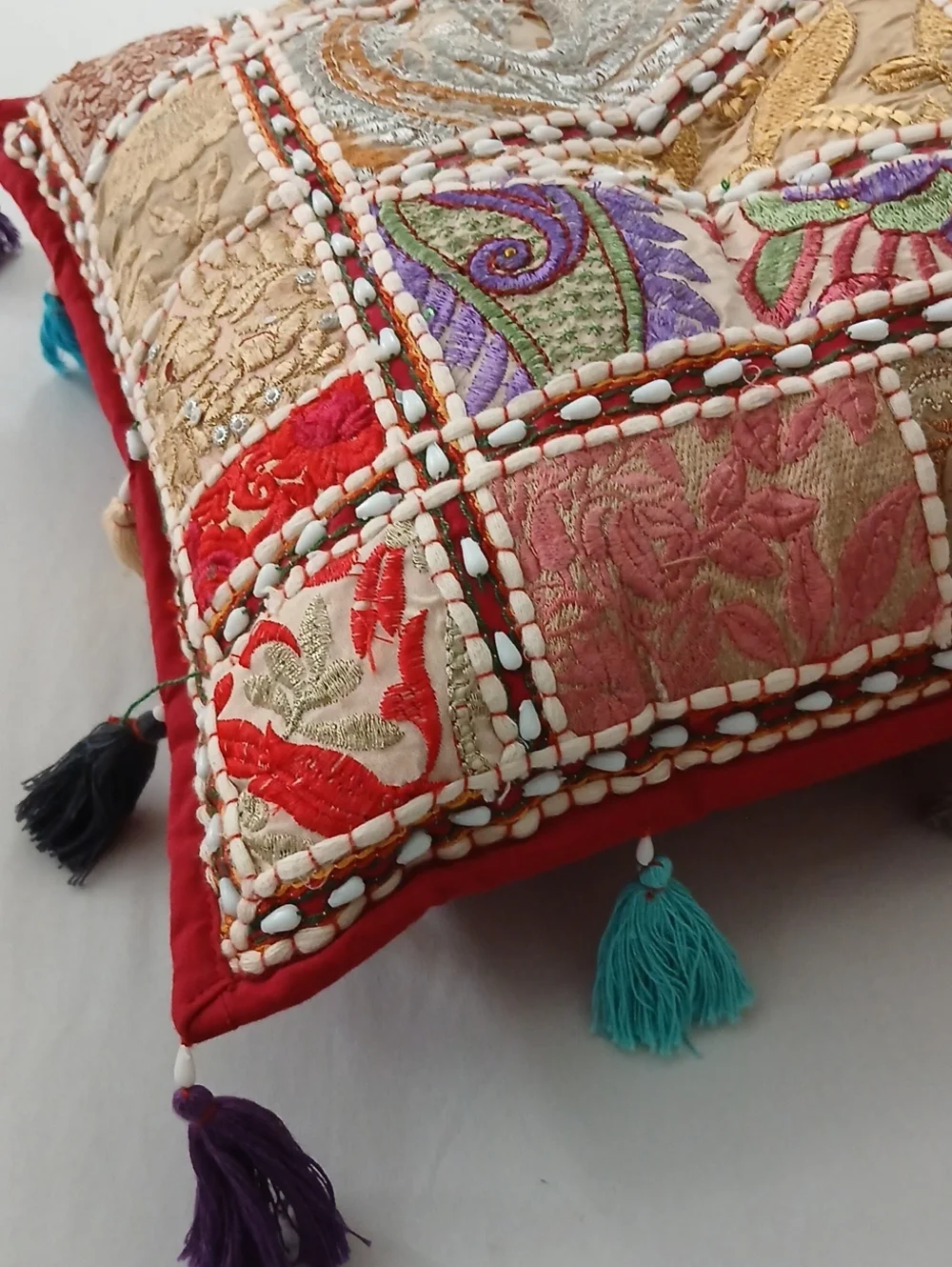 Beautiful Embroidered Patchwork Pillow